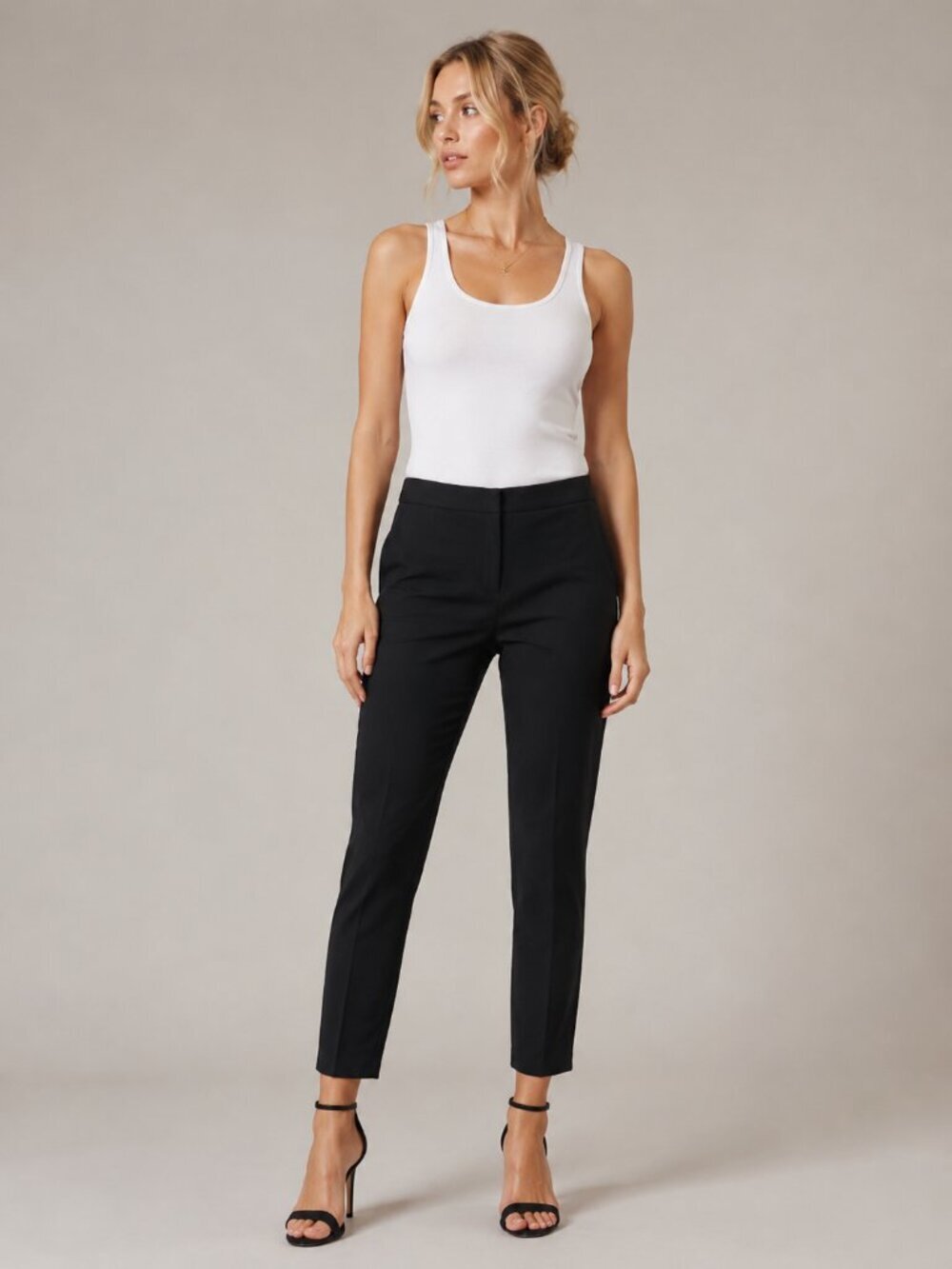 2/$30 ZARA Skinny Mid Rise Trouser Dress Pants Black Small #8705